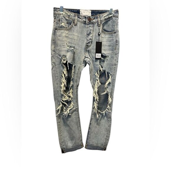 NWT One Teaspoon Women’s Trashed Saints  Boyfriend Jeans Distressing Size 22/00 - Picture 6 of 13
